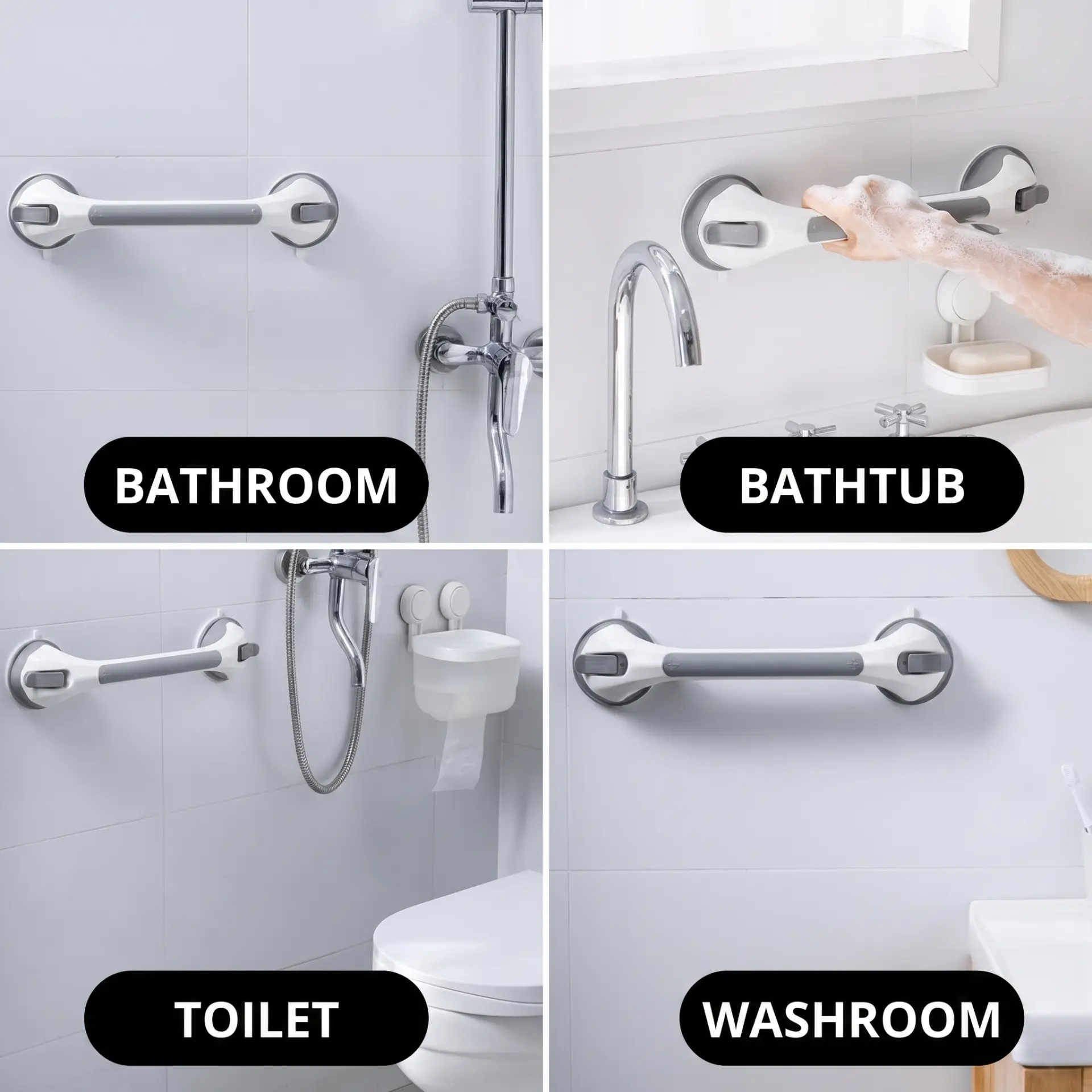 Grab bar installed in bathroom, bathtub, toilet and washroom